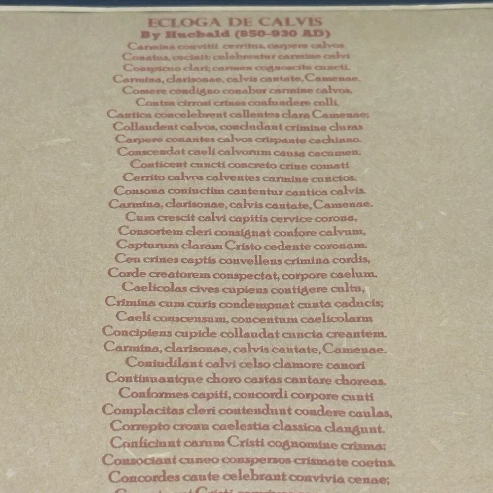 In Praise of Bald Men Framed Poem Hucbald Latin English Literary Humor Wall Art